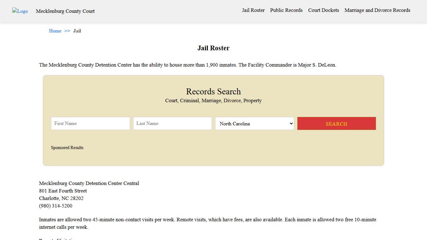 Jail Roster Mecklenburg County Court